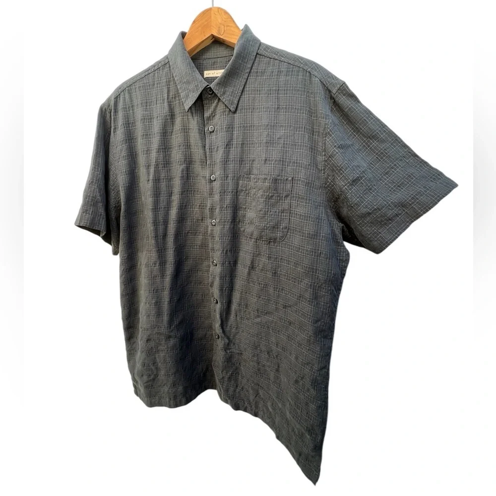 Age of Wisdom Men’s Gray Casual Button Down Short Sleeve Shirt‎ Size XL